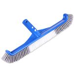 Professional Swimming Pool Wall & Tile Brush ,17.5" Curved Edge Heavy Duty Head Designed for Cleans Walls, Tiles & Floors, Premium Nylon Bristles with EZ Clips