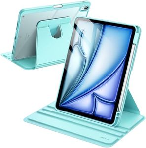 JETech Rotating Case for iPad Air 11-Inch M2 (2024), iPad Air 5/4 (2022/2020 5th/4th Generation 10.9-Inch), 360 Degree Rotation Protective Stand Cover Clear Back, Auto Wake/Sleep (Mint Blue)