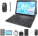 EagleSoar Android Tablet 10 inch Tablet 64GB Storage 1TB TF Expansion, Dual Camera, 10.1'' FHD+ IPS, Support 2.4G&5G WiFi, Bluetooth 5.0, GPS with Wireless Mouse, Keyboard, Pen, Tablet Case