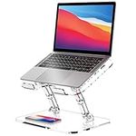 Lpoake Acrylic Laptop Stand for Desk Clear Laptop Riser Adjustable Height White Computer Stand for Laptop Compatible with 10 to 15.6 Inches Laptops (Transparent)