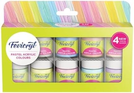 Fevicryl Acrylic Colours Pastel Kit | 10 Colours x 15 ml | DIY Paint, Rich Pigment | Multicolour & Multi-surface | Non-Cracking Paint for Canvas, Wood, Leather, Earthenware, Metal
