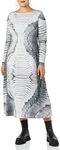 Making the Cut Women's Standard Wide Crew Neck Maxi Dress, Grey Print, S