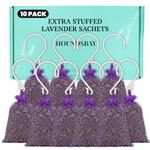 10 Lavender Sachet Bags, Fully Stuffed Scented Sachets with Hanger Hooks, Perfect for Closets, Drawers, Cars, Gym Bags, or Anyplace That Needs to Smell Better.