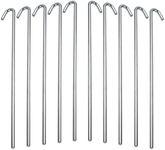 DIAMOND BRAND Tent Garden Stakes Heavy Duty, Galvanized Steel Pegs Rust-Free Garden Edging Fence Hook, Landscape Pins | for Outdoor Camping, Soil Patio Gardening, & Canopies(10 Pack)