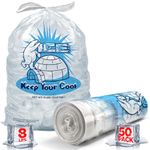 Ice Bags 8 lb with Drawstring - 50 Pack Ice Bags for Ice Machine, Heavy-Duty Reusable Ice Cube Bags, Plastic Bags for Ice, Ice Storage Bags for Freezers