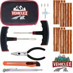 Vehiclex Compact+ Tire Repair Kit, Main Robust Tools & Supplies for Flat Tire Punctures Repair with Pliers