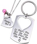 O.RIYA Gifts for Dad Necklace Jewelry, Father Daughter Keychain Jewelry, Daddys Girl Birthday Necklace Set, There's This Girl Who Stole My Heart She Calls Me Daddy (white)