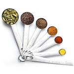 Measuring Spoons, Measuring Spoons Set, 7-Piece Heavy Duty Stainless Steel Tablespoon Measure Spoon, Removable Small Teaspoon for Dry and Liquid Ingredients, Fits in Spice Jars Baking & Cooking