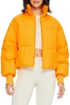 Orolay Puff-O Women's Winter Oversized Cropped Puffer Jacket Zip Up Short Down Coat Stand Collar Baggy Overcoat Orange Medium