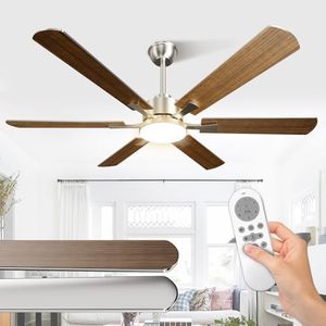 Airwit 132cm Grande Ventilatore da Soffitto con Luce Doppia Faccia Pale, Silenzioso Ventilatore da Soffitto con Telecomando e Reversible DC Motore per Camera da Letto (Montaggio a Sospensione-6 Pale)