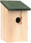 Garden Mile Traditional Wooden Garden Ornaments Outdoor Bird House Black Wooden Roof Garden Bird Box - Natural Large Freestanding Hanging Wild Birds Nesting Box For Tree, Patio And Garden Decor