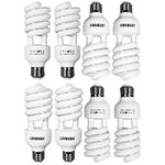 Light Bulb Photo Studio Bulb Professional Daylight 8x45W E27, Continue Shooting Light Bulb Fluorescent Balanced Energy Saving Bulb 5500k, Photography Lighting Bulbs for Video Photography, Softbox