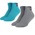 KUE Compression Ankle Socks | Men & Women | Improved Blood Circulation, Pain Relief, Daily Use, Running & Sports | Pack of 2 | Grey-Blue - S/M