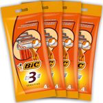 BIC 3 Sensitive, Men's Disposable Razors, Fixed Head Triple Blade for a Close Shave, Bundle of 4 Packs of 4