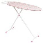 Mabel Home T-Leg Adjustable Height Ironing Board with Grey and Flamingo Cotton Cover + Extra cover