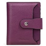 BOSTANTEN Women Leather Wallet RFID Blocking Small Bifold Zipper Pocket Wallet Card Case Purse with ID Window 2-Purple