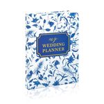 Compact Wedding Planner Book and Organizer, Great Engagement Gifts, Detailed Wedding Planner Binder and Organiser for the Bride,192 Pages Memory Book, with 2 Zipper Pouch to Keep Receipt,Blue