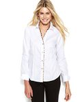 Calvin Klein Women's Non-Iron Tunic Roll Sleeve Shirt (Regular and Plus Sizes), Birch, XS