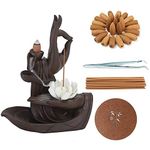 YYW Lotus Backflow Incense Burner Home Ceramic Waterfall Incense Cone Holder Burner with 120pcs Incense Cones 30 Incense Sticks