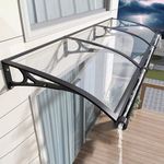 HIAPES Awning for Door Entrance, Awnings for Doors, Polycarbonate Cover Outdoor Front Door Patio UV/Rain/Snow Protection, Door Awnings Exterior for Porch/Patio/Deck