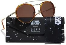 DIFF Star Wars Obi-Wan Round Sunglasses for Women and Men UV400 Protection, Desert Tortoise + Brown Polarized