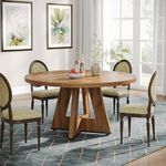 Tribesigns Round Dining Table for 4-6 People 47 Inch Wood Dining Table with Pedestal Base Walnut (Wood)