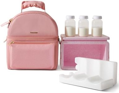 SUNVENO Breastmilk Cooler Bag with Detachable Insulation Box Double Decker Lunch Bag (Pink)