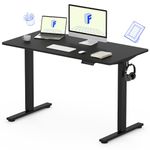 FLEXISPOT EN1 Whole-Piece Standing Desk 48 x 24 Inches Electric Height Adjustable Desk Sit Stand Desk Home Office Desks (Black Frame + Black Table Top)