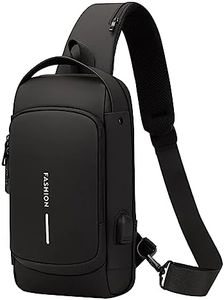 ARURA (LABEL) Multifunction Anti-theft Shoulder Bag Crossbody Bag Travel Sling Bag with USB Port and Code Lock Messenger Backpack Chest Bag for Male Female (Black)