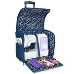 Everything Mary Sewing Machine Trolley Bag on Wheels, Blue & White Spot - Sewing Machine Storage Case for Brother, Singer, Bernina, and Most Machines - EVM12439-1