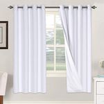 H.VERSAILTEX Linen Blackout Curtains 72 Inches Long 100% Blackout Thermal Insulated Textured Linen Look Curtain Draperies Anti-Rust Grommet, Energy Saving with White Liner, 2 Panels, Bright White