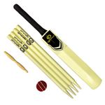 Optimum Wooden Cricket Set Willow Bat Deco Finish - Includes Size 5 Bat, Stumps 24" Joint Ball & Bag