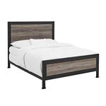 WE Furniture Queen Bed, Metal, Grey Wash