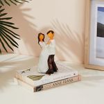 amazon basics Hand-Painted Small Size Romantic Couple Statues | Beautiful Resin Home Decor (Pack of 2, White and Brown Color)