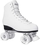 Nattork Roller Skates for Women and Girls, PU Leather High-top Quad Skates for Beginner, Indoor Outdoor Double-Row Skates for Adults - White