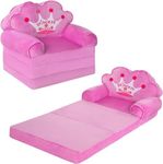 Uandhome Kids Foldable Sofa Bed,Princess Chair for Toddlers 1-3,Cartoon Shape,Baby Sofa Bed Foldable Out Couch for Bedroom,Sofa Bed for Girls (Pink)