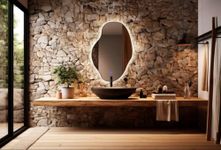 MIRROROLOGY INDUSTRY 18x24 Inch Wavy Shape Wall Mirror | 5mm Thick Glass | Asymmetrical LED Mirror with Touch Sensor & 3 Light Modes | Wall Mounted for Bathroom, Vanity, Bedroom & Dressing Area