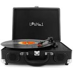 LP&No.1 Portable Suitcase Turntable with Stereo Speaker,3 Speeds Belt-Drive Vinyl Record Player,Classic Black