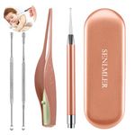 4 Pack Ear Pick with Light, Ear Cleaner Ear Wax Removal Tool Kit for Kids and Adults, Ear Picks Digger & Tweezers & Spiral Spring Ear Spoon Set with Storage Box (Rose Gold)