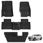 3W Floor Mats Fit for Jeep Grand Cherokee L 7 Seat 2021 2022 2023 2024 2025 2026 All Weather TPE Non-Silp Odorless Custom Fit Floor Liner for 1-3 Rows Full Set Car Mats Black 10+ Years Lifespan
