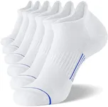 FITRELL 6 Pack Men's Ankle Running Socks Low Cut Cushioned No Show Athletic Sports Socks, Shoe Size 9-12, White+Blue