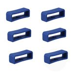 SAVITA 6pcs Watch Strap Holder Loop, Silicone Watch Band Keeper Retainer Fastener Ring Parts for Smart Watch Band Wristband Replacement (22mm, Dark Blue)