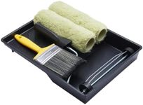 ProDec PRRT028 5 piece Twin Masonry Paint Roller, Frame, 4" Brush and Tray Set, Heavy Duty Paint Roller Set for Painting with Smooth and Textured Masonry Paints on Exterior Walls, 9" x 1.75", Black