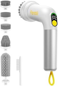 Fanttik G9 Handy Cordless Electric Spin Scrubber, MagnaStorm Motor, Dual-Speed, 5 Brush Heads, LED Display, IPX7 Waterproof, 2500mAh with Type-C Charging, for Kitchen, Sink, Tile, Stove- White