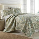 Southshore Fine Living, Inc. Oversized King Quilt, Boho Bedding Set, Paisley Quilt Bedspread King Size/California King Quilt & 2 Matching Quilted Pillow Shams, Blue & Yellow On Cream