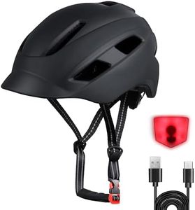 Bike Helmet, Adjustable Cycling Helmet with USB Rechargeable LED Light, Lightweight Bicycle Helmet for Adults, Breathable Mountain & Road Cycle Helmet for Men Women Fit Head Size 57-62cm