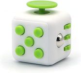 Fidget Cube Stress Anxiety Pressure Relieving Toy Great for Adults and Children[Gift Idea][Relaxing Toy][Stress Reliever][Soft Material] (White&Green)