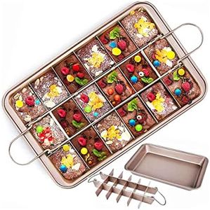 FOGARI Brownie - Molde antiadherente con 18 divisores, para chocolate, brownie, para hornear, mousse, pan, galletas, pizza (30,98 x 20,06 cm)