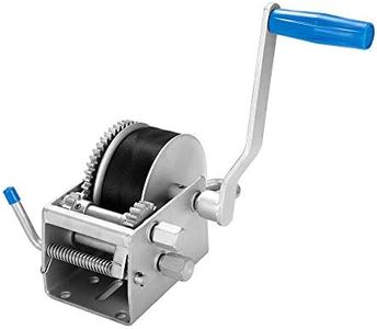 FieryRed Hand Winch - 3000KG/6615LBS with 8M Strap, 3 Speed Hand Crank Winch Steel Hook Detachable Handle for Boat Car Marine Trailer