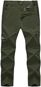 JHMORP Men's Hiking Pants Waterproof Lightweight UV Protection Stretch Travel Casual Work Pants (Army Green,CA 32)